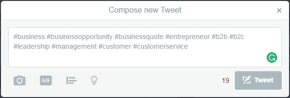 Twitter hashtag example 2