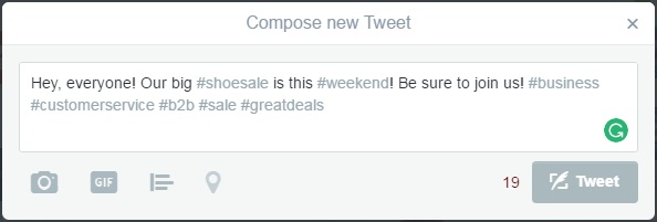 Twitter hashtag example 3