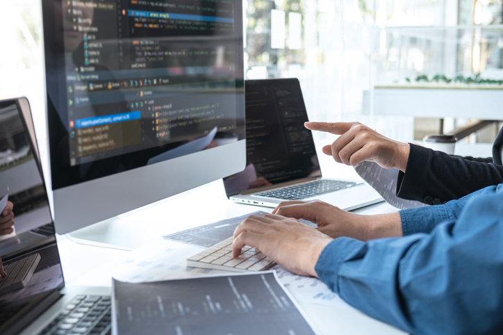 web designer working on the computer