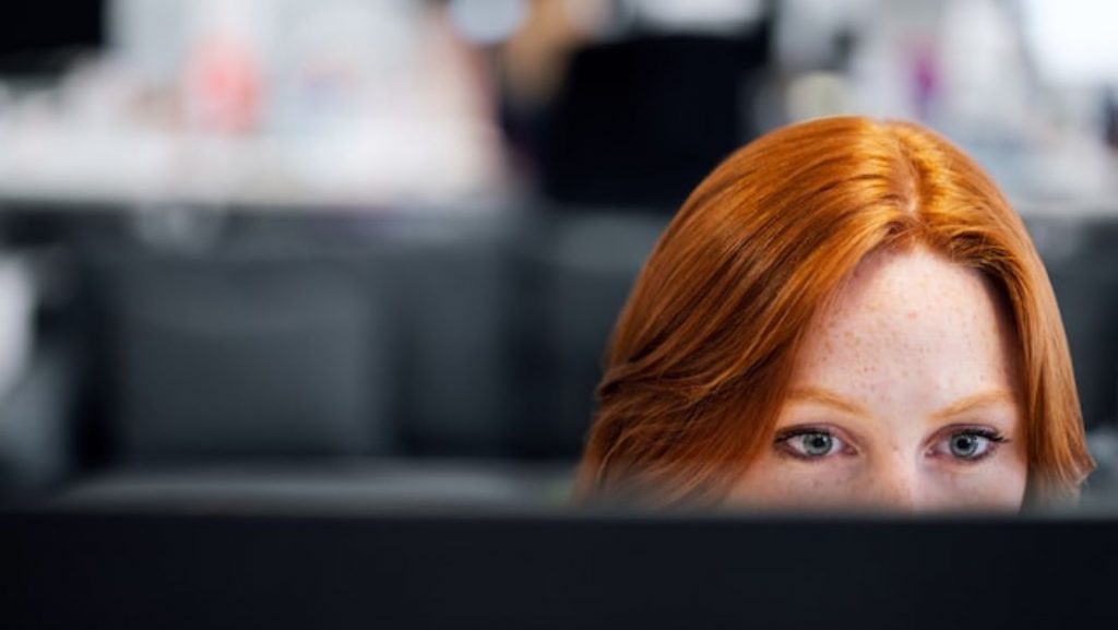 Person looking at computer screen